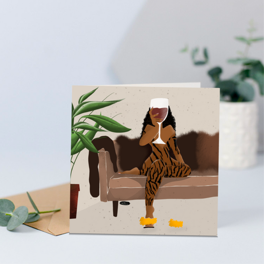 Celebratory card. Black girl card, the perfect new home card. Congrats card